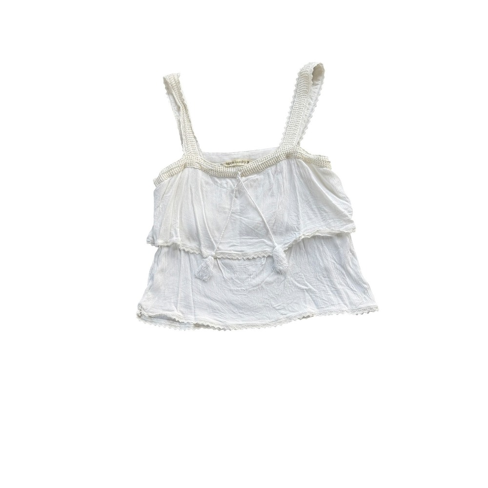 Tiered Boho fairy romantic Cami Top Womens large White crochet detail